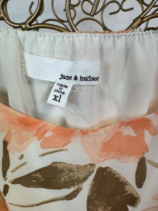 June & Hudson Floral Ruffle Tiered Chiffon Maxi Dress in Peach/Cream, Size XL - Picture 2 of 6